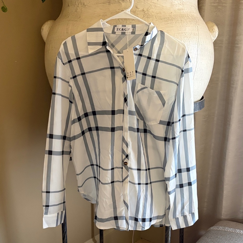 ZC & GF Blue and White Striped Blouse